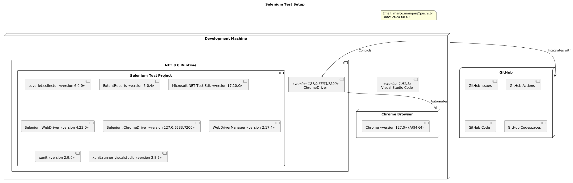 Selenium Test Setup